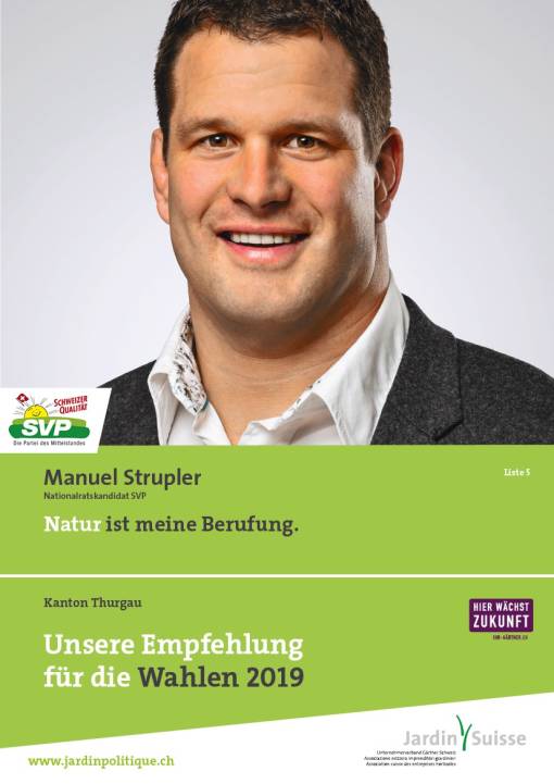 Landschaftsgärtner und Gartenbauunternehmer Manuel Strupler aus Weinfelden (TG) hat die Wahl in den Nationalrat geschafft. (Foto: zVg)